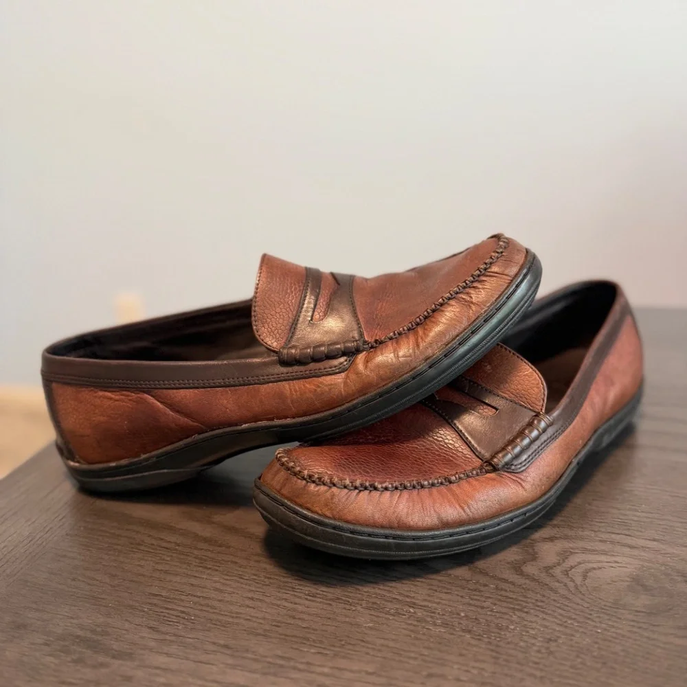 Cole Haan Country Mens Shoes Brown Dress Leather‎ Moc Toe Loafers Sz 11 1/2